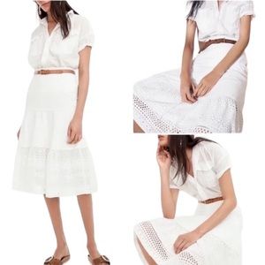J.Crew Point Sur White Eyelet Midi skirt